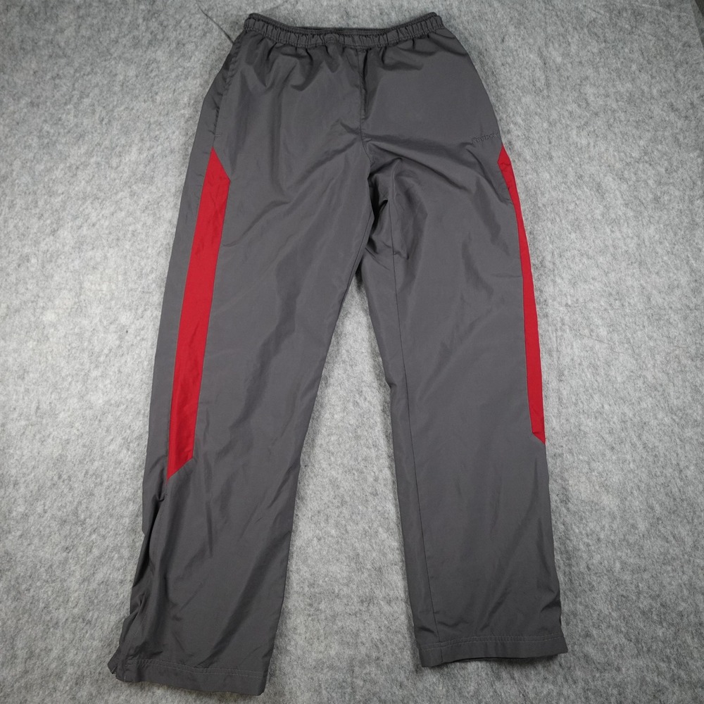 Reebok Pants Mens Small Gray Red Athletic Windbreaker Mesh Lined Track Training
